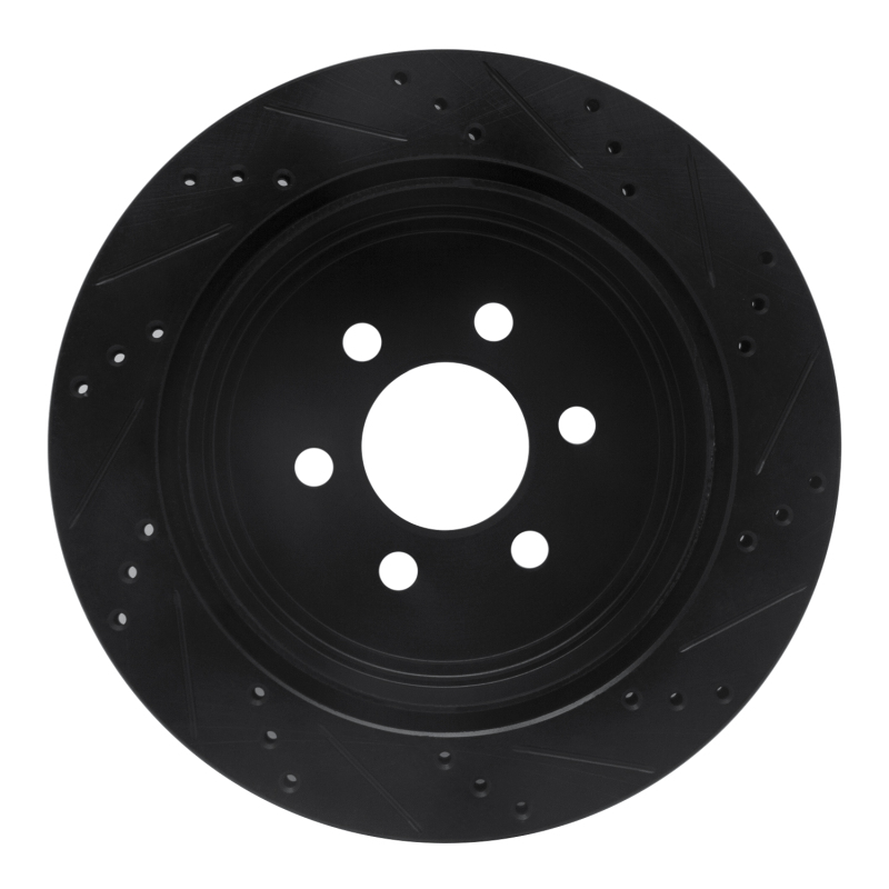 Dodge Durango Brake Rotor (1) - Rear Left - R1 Concepts - Drilled & Slotted - Black - 2003